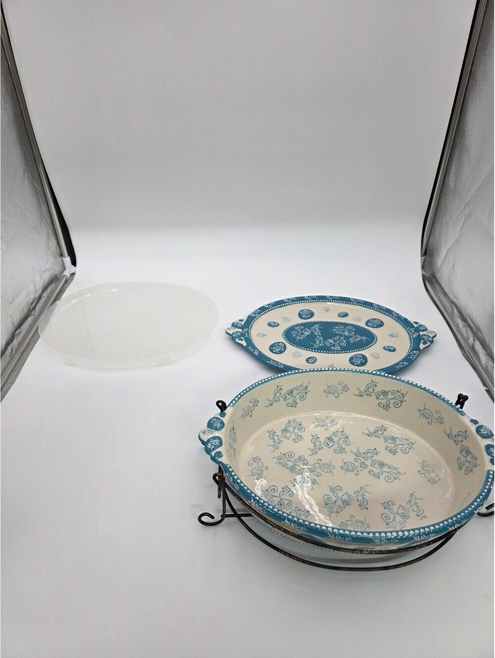 Temp-tations Floral Lace Covered Casserole Dish with Tray and Lid